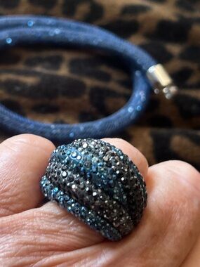 Swarovski Pavé Dome Ring in Black &Blue